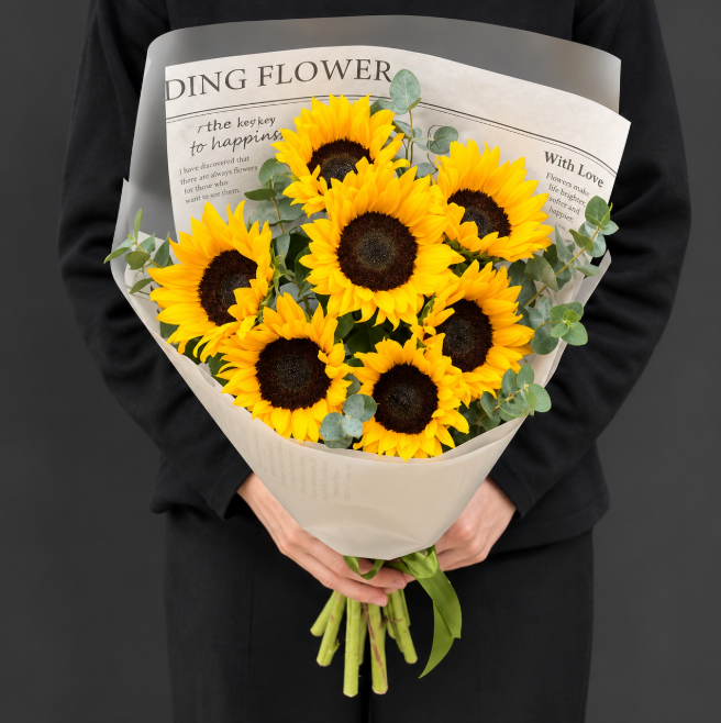 Radiant Sunburst Sunflower And Eucalyptus Bouquet