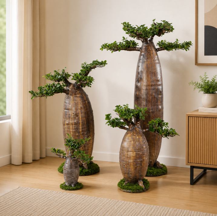 Artificial Potted Baobab Plants Set